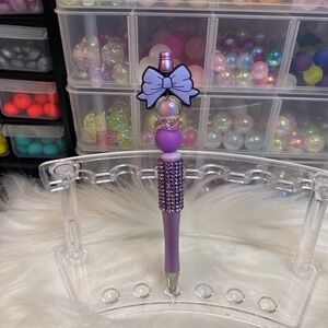 Purple Bow Beaded Pen